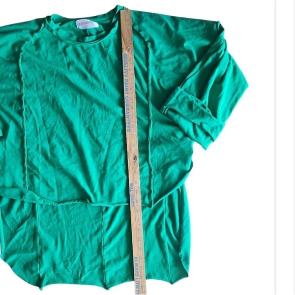 Green Layered High‑Low Raw‑Hem Tee Pullover Oversized Top Lagenlook Artsy Sz 1x - Picture 12 of 16
